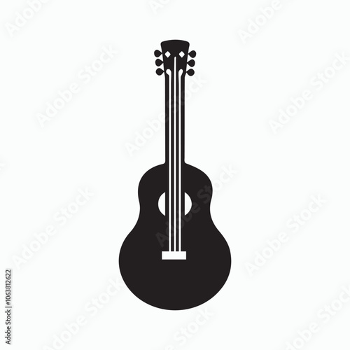 A silhouette guitar icon vector illustration on a white background.