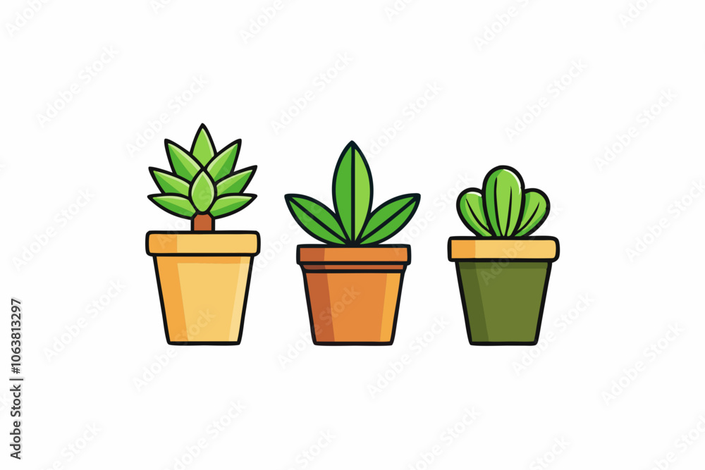 Fototapeta premium Potted plant for indoor vector illustration on white background.