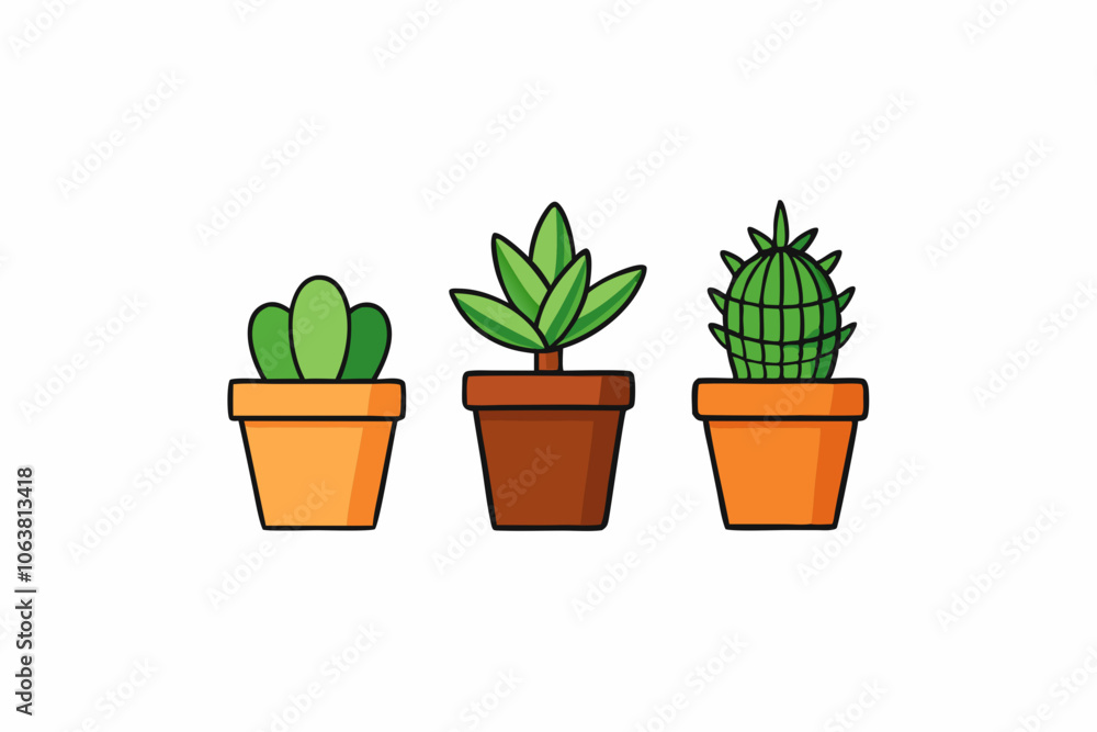 Potted plant for indoor vector illustration on white background. Potted plant for indoor vector illustration on white background.