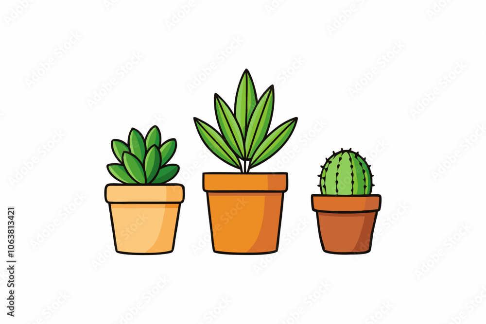 Potted plant for indoor vector illustration on white background. Potted plant for indoor vector illustration on white background.