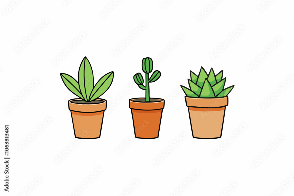 Obraz premium Potted plant for indoor vector illustration on white background.