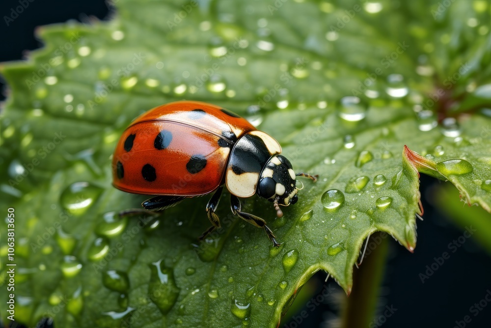 Ladybug's Macro Portrait on Leaf Ladybug's Macro Portrait on Leaf