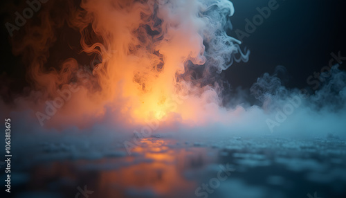 Fiery smoke and glowing light composition for surreal effects and artistic design