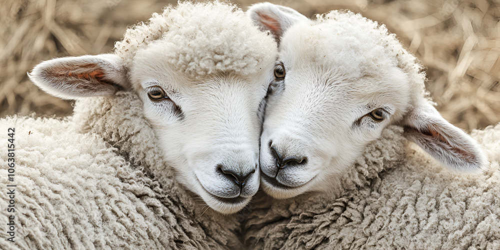 Fototapeta premium Two Sheep Kissing