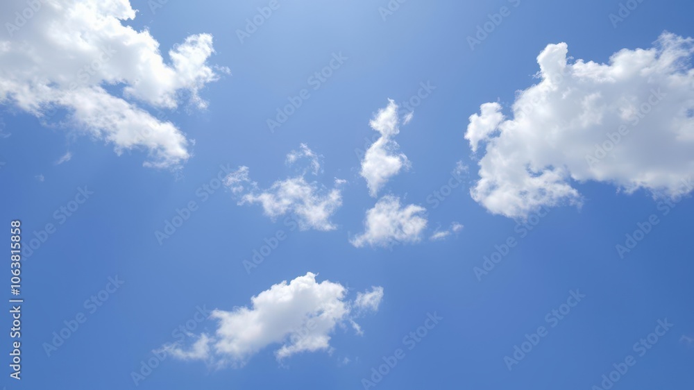 Clear blue sky background with fluffy white clouds, perfect for summer backgrounds and nature concepts, summer, blue sky, background Clear blue sky background with fluffy white clouds, perfect for summer backgrounds and nature concepts, summer, blue sky, background