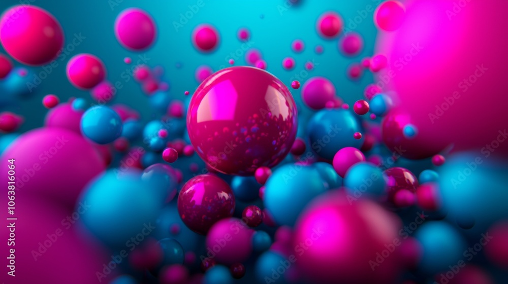 Abstract background with blue and pink spheres. Abstract background with blue and pink spheres.