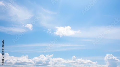 Clear blue sky background with soft white clouds, peaceful, heaven, serene