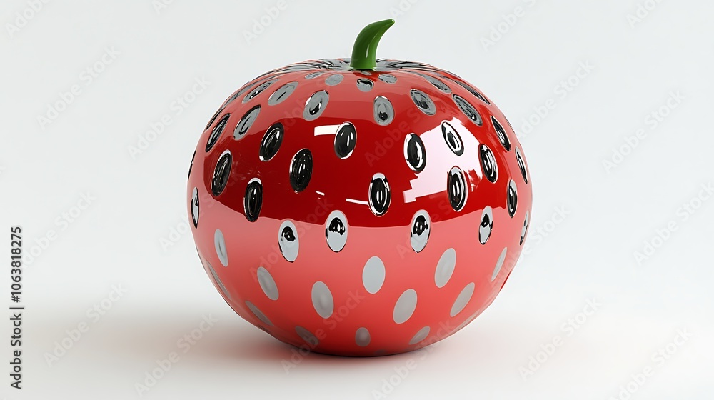 Shiny Iridescent Watermelon Sculpture with Chrome Details Shiny Iridescent Watermelon Sculpture with Chrome Details