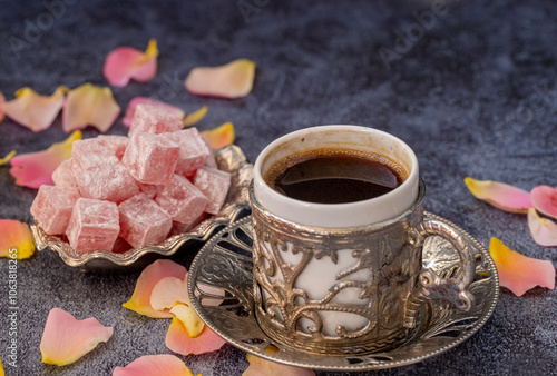 Türkish Isparta's rose delight and Turkish coffee.