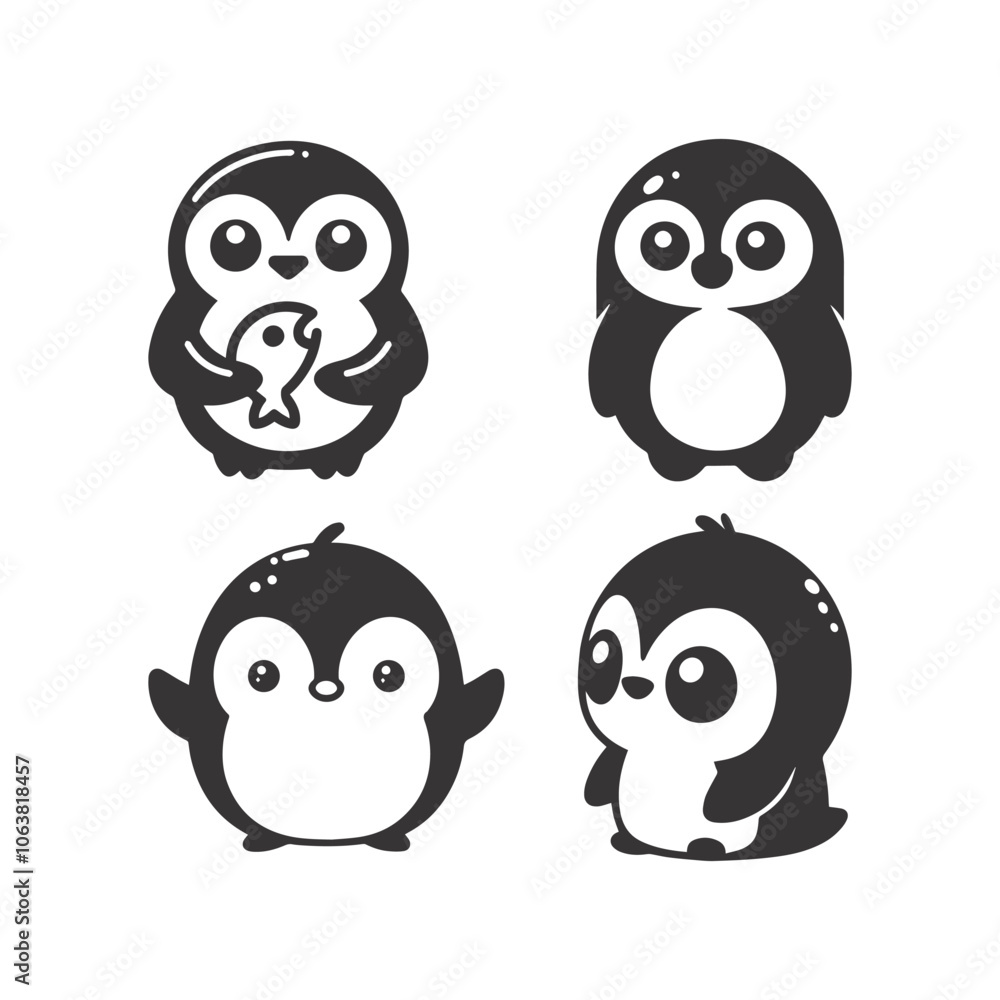 Set of penguin , vector illustration. Set of penguin , vector illustration.