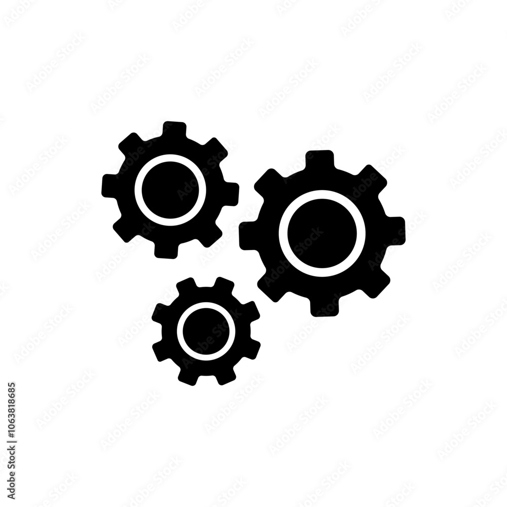 Gears simple icon vector. Flat design. White background Gears simple icon vector. Flat design. White background