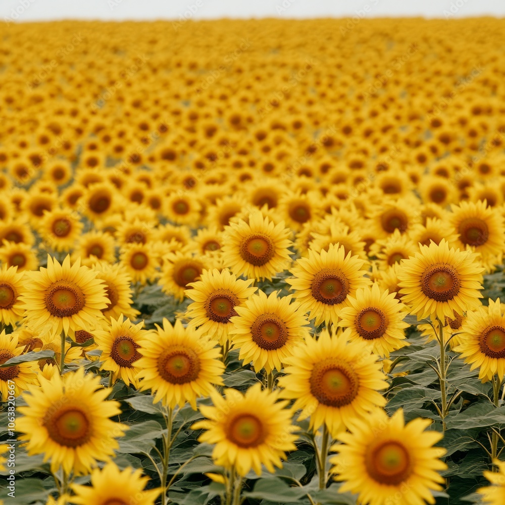 A vibrant field of sunflowers stretching across the landscape. A vibrant field of sunflowers stretching across the landscape.
