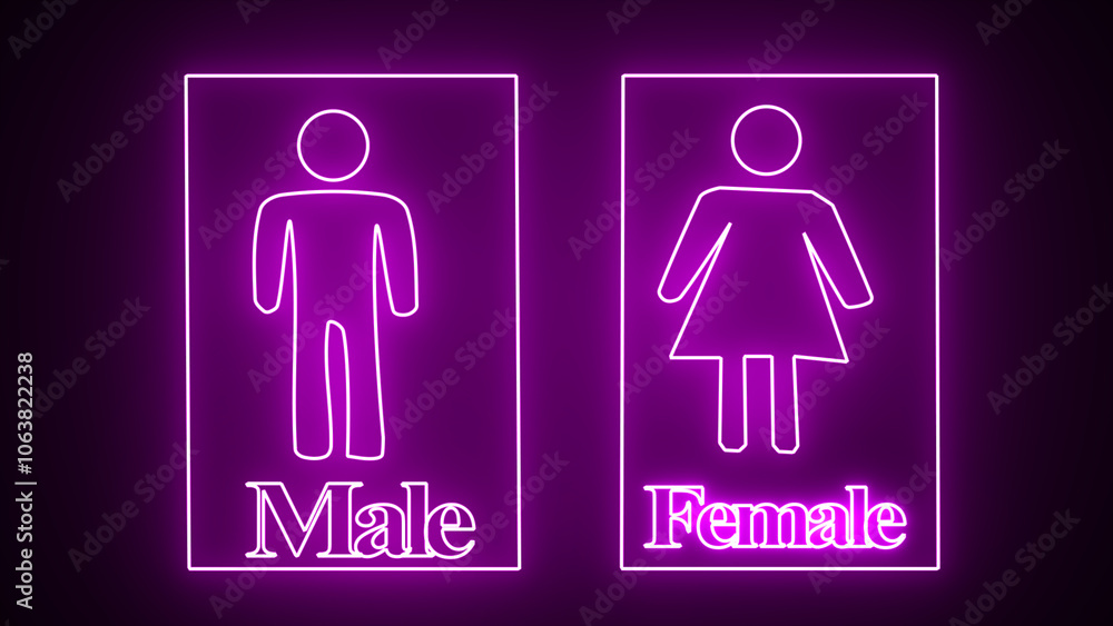 Neon people animation icon man person .Male and female simple icon. Toilet sign icon neon light glowing man and woman. Gender icon. Neon people animation icon man person .Male and female simple icon. Toilet sign icon neon light glowing man and woman. Gender icon.
