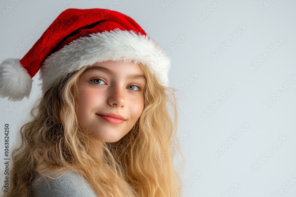 Young pretty woman with red Christmas hat Young pretty woman with red Christmas hat