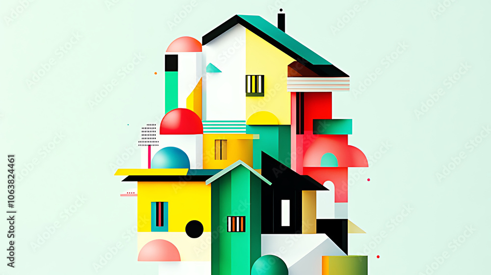 Abstract geometric colorful house illustration. Abstract geometric colorful house illustration.