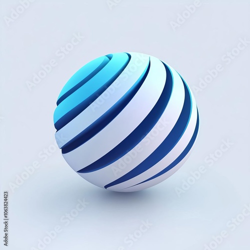 Globe Logo Rendered in 3D with Simple Lines, 