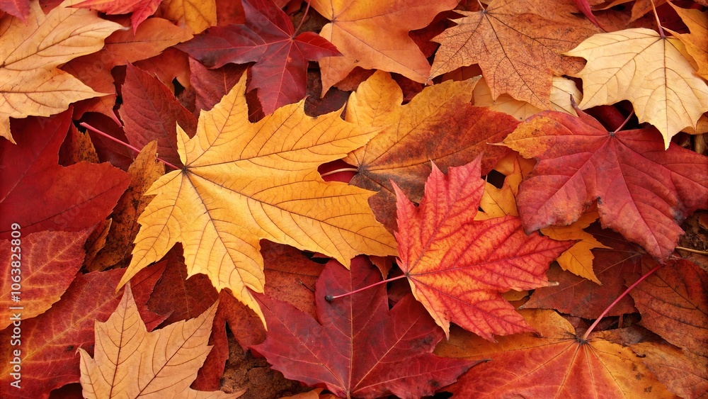 Warm Autumn Leaves on a Colorful Ground Warm Autumn Leaves on a Colorful Ground