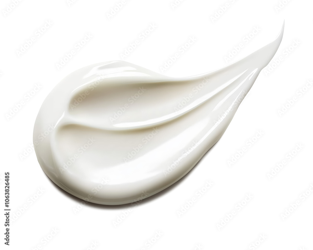 Smooth and glossy white cream smear with elegant texture, perfect for skincare or beauty product advertisement showcasing softness and hydration Smooth and glossy white cream smear with elegant texture, perfect for skincare or beauty product advertisement showcasing softness and hydration