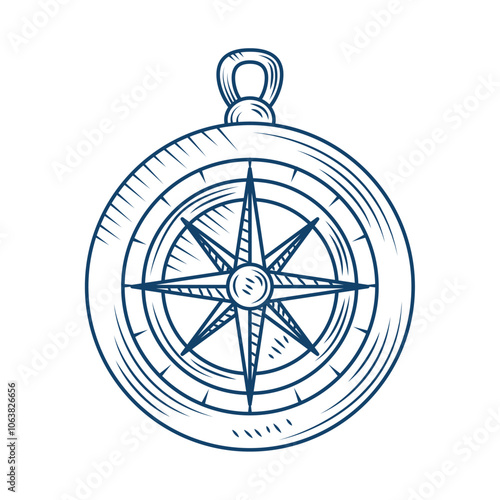 nautical navigation compass sketch style