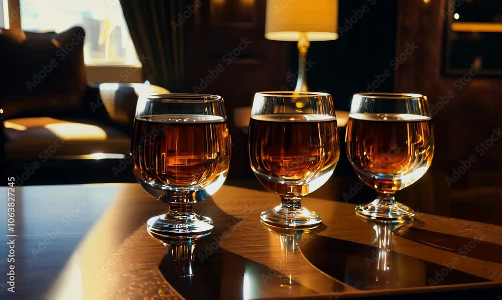 elegant whiskey glasses in a sophisticated lounge ambience elegant whiskey glasses in a sophisticated lounge ambience