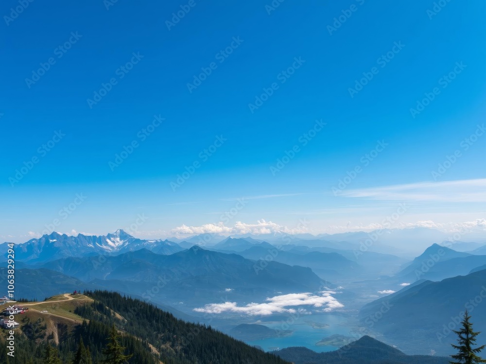 A breathtaking view of towering, snow-capped mountains reflecting in a crystal-clear lake below, towering, environment A breathtaking view of towering, snow-capped mountains reflecting in a crystal-clear lake below, towering, environment