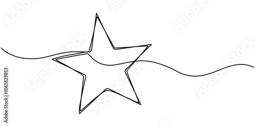 hand draw doodle stars illustration in continuous line arts style vector, Star in continuous line drawing style. Line art star icon, One line  Drawing or illustration of a star, Premium vector.