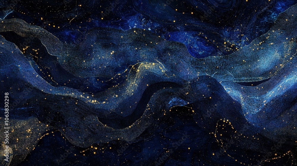 Abstract star-filled space with glowing blue nebula. Abstract star-filled space with glowing blue nebula.
