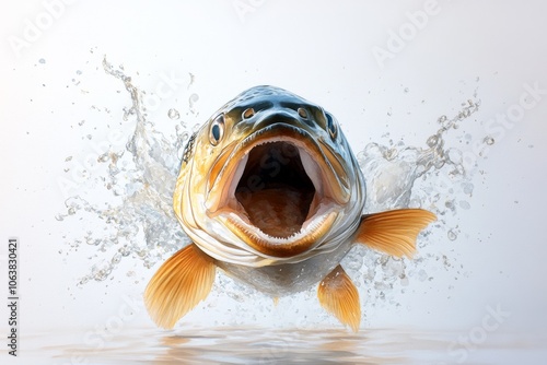 Watercolor of a fish being flipped with light, airy colors, creating a fresh, delicate look to capture the essence of cooking seafood
