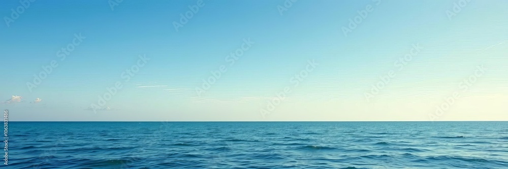 Fototapeta premium A breathtaking image of the vast ocean under a clear blue sky, sky, travel