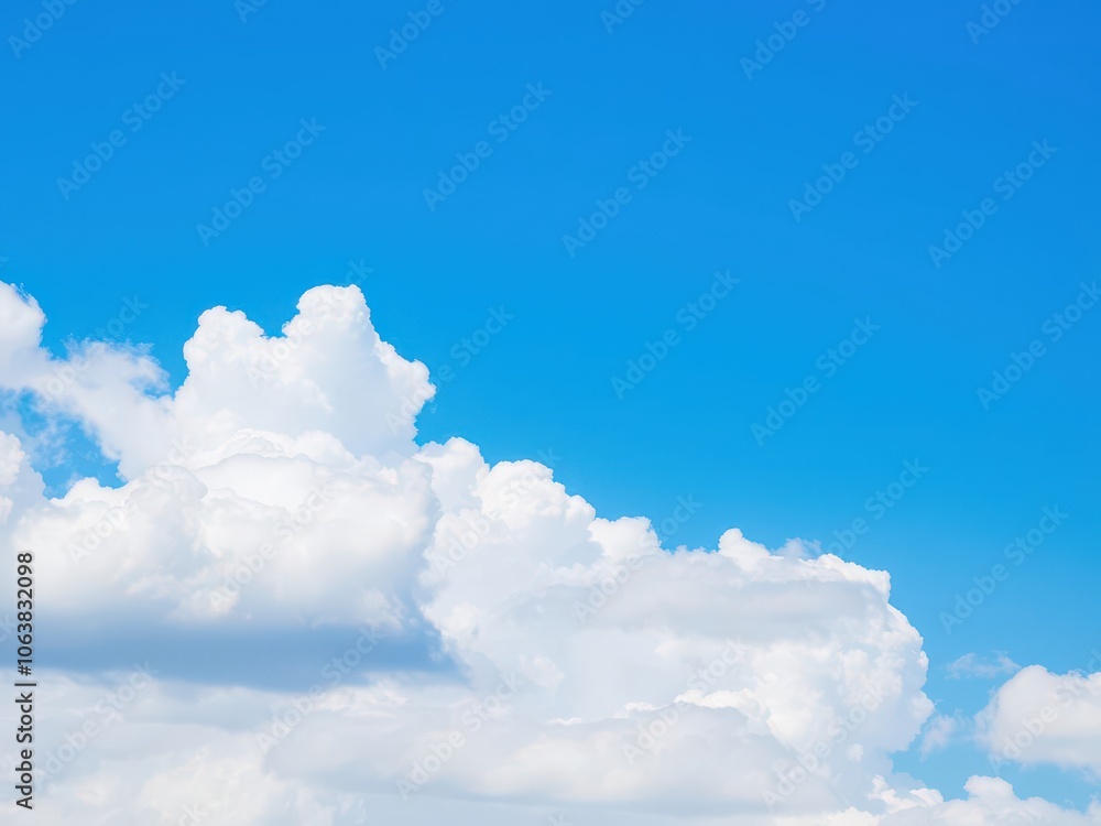 Clear blue sky background with fluffy white clouds, perfect for a variety of design projects, serene, background Clear blue sky background with fluffy white clouds, perfect for a variety of design projects, serene, background