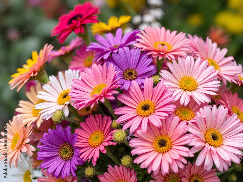 A vibrant bouquet of assorted flowers in full bloom, showcasing a multitude of colors and shapes, petals, bloom A vibrant bouquet of assorted flowers in full bloom, showcasing a multitude of colors and shapes, petals, bloom