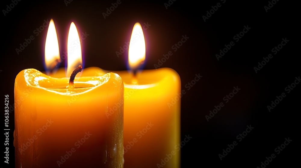 A soft, glowing candles in the dark background with a clear A soft, glowing candles in the dark background with a clear