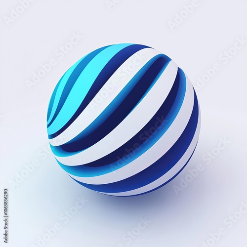 3D Render Globe Logo in Simple Line Art