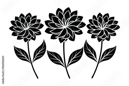 Elegant Flower and Leaves Set - Minimalist Botanical Vector Illustration for Floral Decor, Garden Art & Natural Design