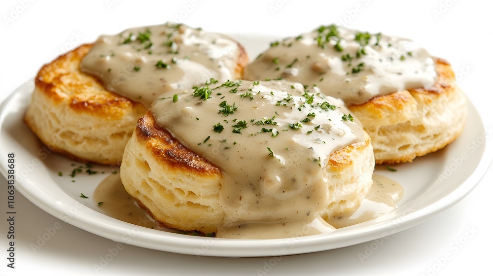 Biscuits and Gravy Food, Photo Realistic, White Background, Wallpaper, Cover and Screen for Smartphone, PC, Laptop, 9:16 and 16:9 Format Biscuits and Gravy Food, Photo Realistic, White Background, Wallpaper, Cover and Screen for Smartphone, PC, Laptop, 9:16 and 16:9 Format