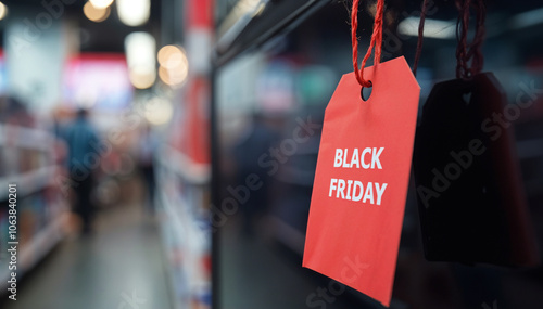 Home appliance with a striking Black Friday sticker showcased in a retail store during November.