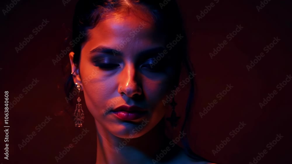 Dramatic portrait sequence: intense female expressions in low light Dramatic portrait sequence: intense female expressions in low light
