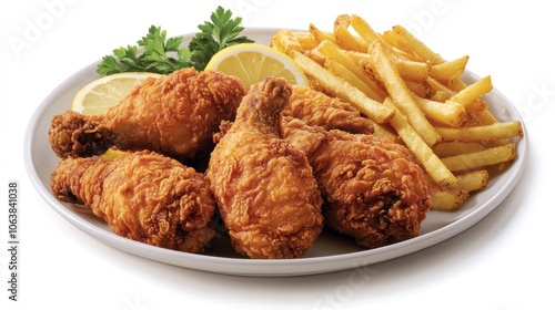 Crispy Fried Chicken with French Fries for Stock Photography