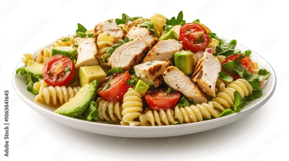 Vibrant Chicken Pasta Salad for Stock Photography Vibrant Chicken Pasta Salad for Stock Photography