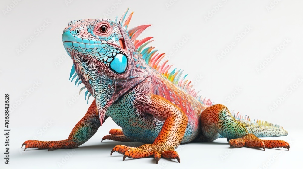 Fototapeta premium close-up iguana with colours