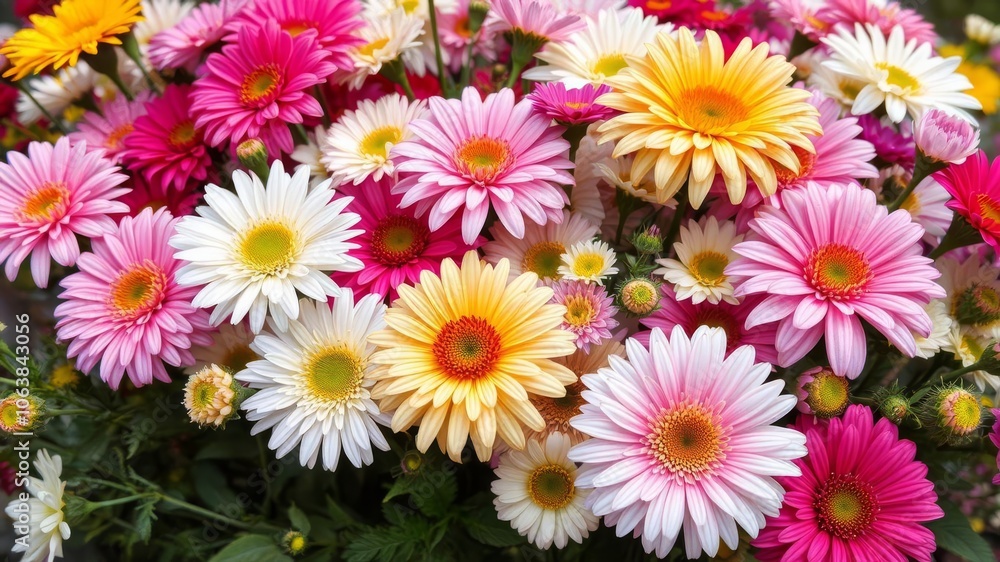 A vibrant bouquet of assorted flowers in full bloom, showcasing a variety of colors and textures, full bloom, floral arrangement A vibrant bouquet of assorted flowers in full bloom, showcasing a variety of colors and textures, full bloom, floral arrangement
