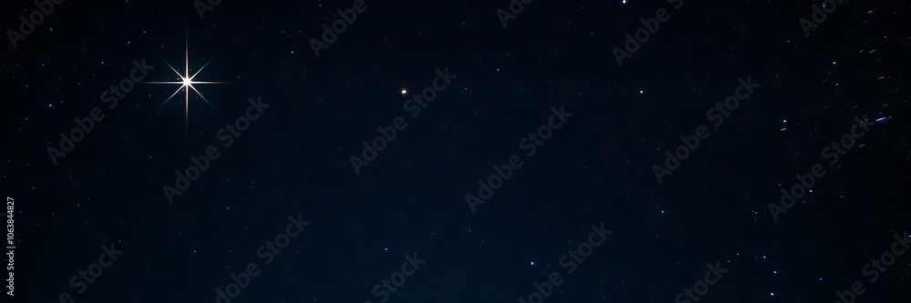 Fototapeta premium A vibrant and shining star illuminating the night sky, cosmic, night