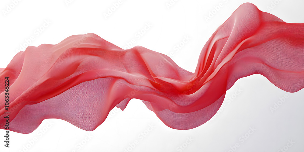 wave red silk fabric. 3d. material. texture. fluttering translucent fabric isolated on transparent background wave red silk fabric. 3d. material. texture. fluttering translucent fabric isolated on transparent background