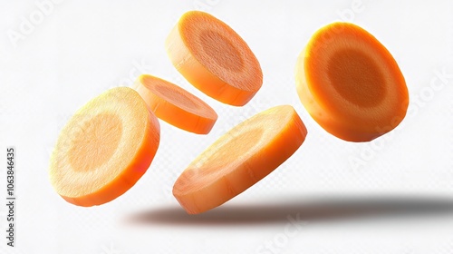 Floating slices of carrot isolated on transparency background

 photo