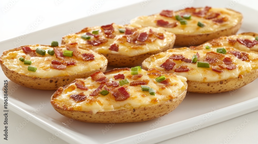 Baked Potato Skins with Bacon Cheese and Chives Baked Potato Skins with Bacon Cheese and Chives
