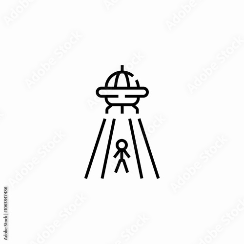alien ufo kidnapping icon sign vector