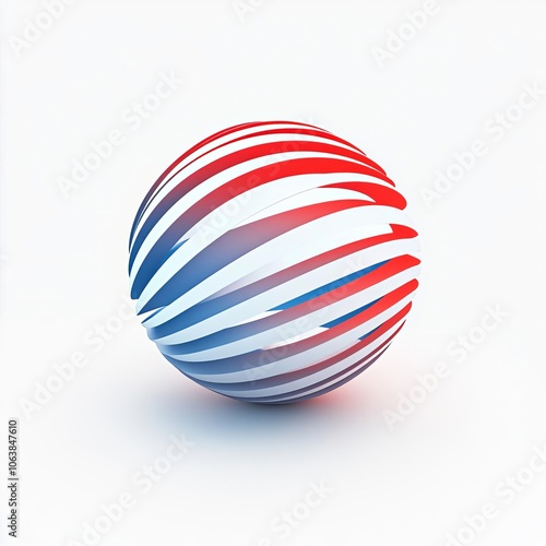 3D Render of a Globe Logo in Clean Line Art, 