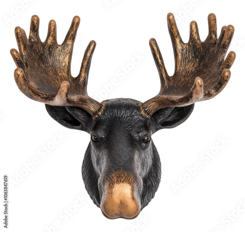 Explore the majestic presence of a moose head sculpture showcasing nature's grandeur and artistic craftsmanship transparent background photo