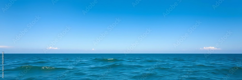 Fototapeta premium A stunning ocean background featuring turquoise blue water, gentle waves, and a bright sky that is perfect for adding a calming touch to any design, ocean, aquatic