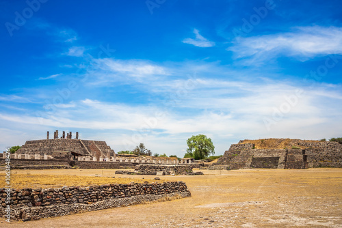 Pyramids and buildings in the archaeological zone of the Atlanteans, in Tula Hidalgo photo